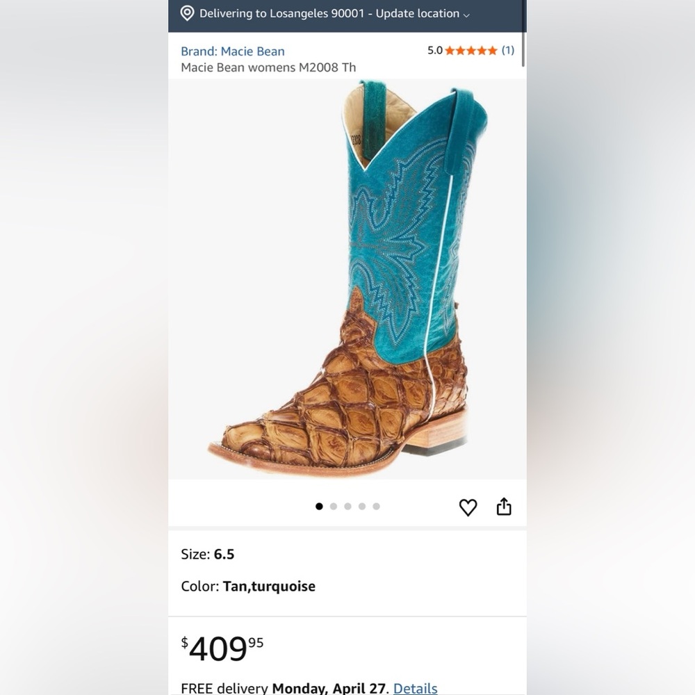 Macie Bean Reely Good Time Turquoise Boots l Size 6.5 - Picture 7 of 7